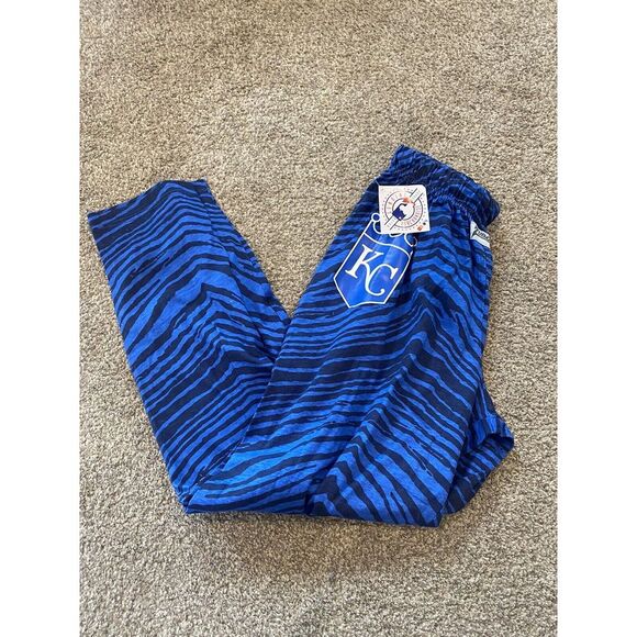 Zubaz Kansas City Royals Zebra Stripes A/O Print Pants Blue Men's NWT Medium - Picture 1 of 4